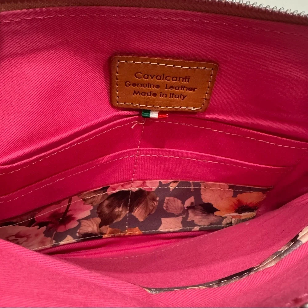 Cavalcanti Women's Floral Wristlet Purse Genuine Leather Made in Italy NEW